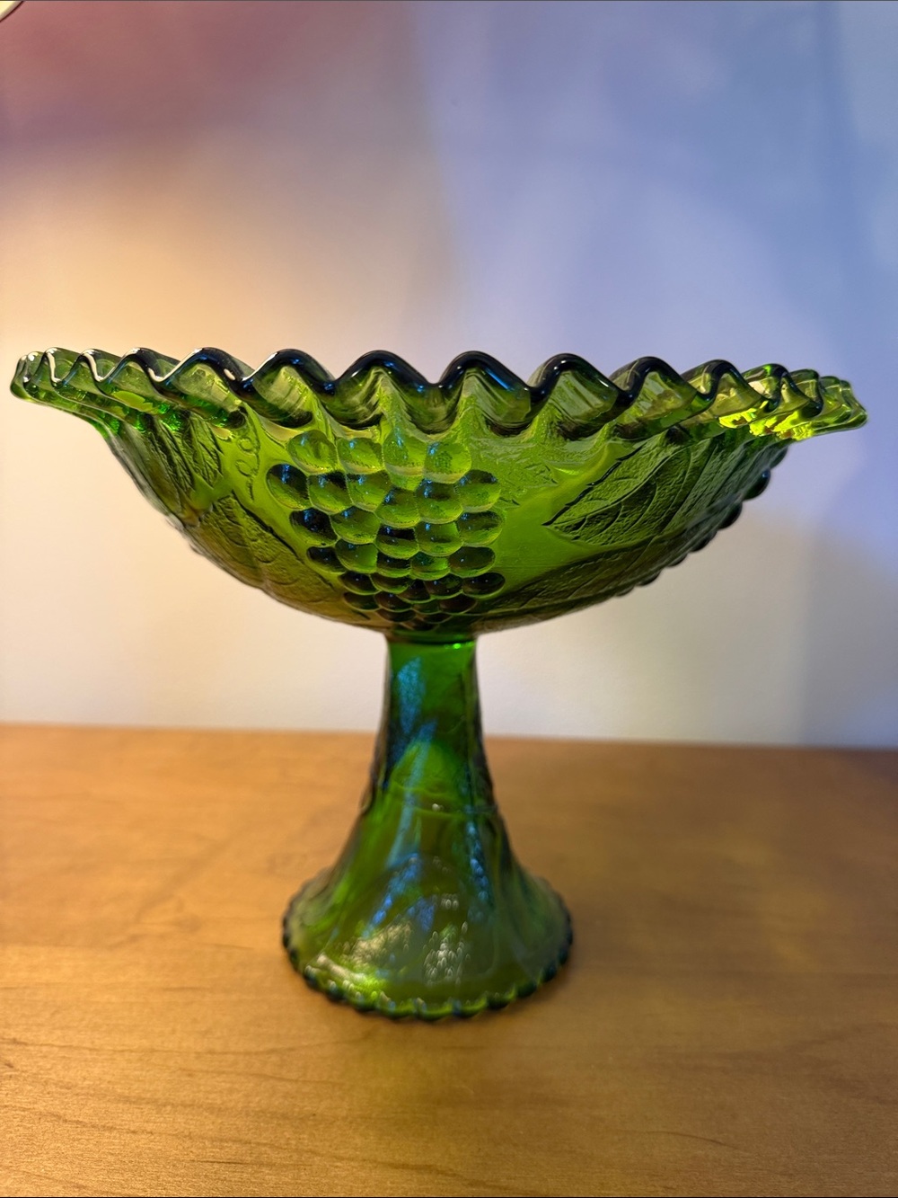 Vintage Indiana Glass Company Harvest Grape  Pedestal Compote Bowl